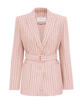 Alchemy Leinenblazer mit Gürtel in Pink Chocolate Stripe online