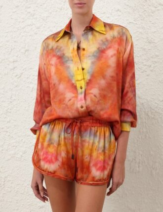 Alchemy Relaxed Satin Shirt Ruby Tie Dye Online