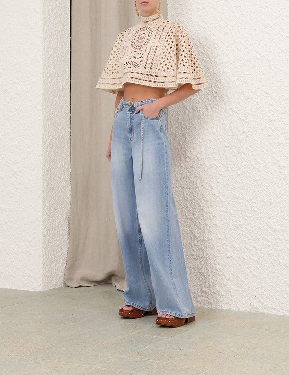 Aster-Bluse mit Stickerei in Creme online Aster-Bluse mit Stickerei in Creme online