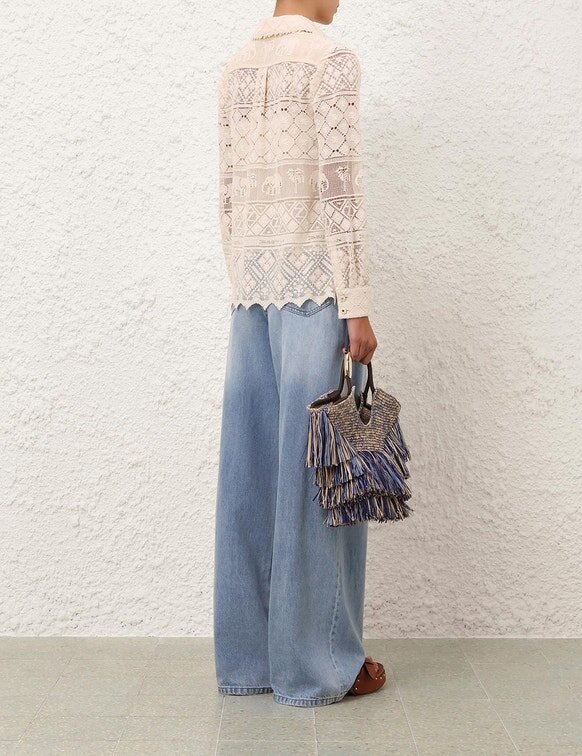 Aster-Bluse mit Stickerei in Creme online Aster-Bluse mit Stickerei in Creme online