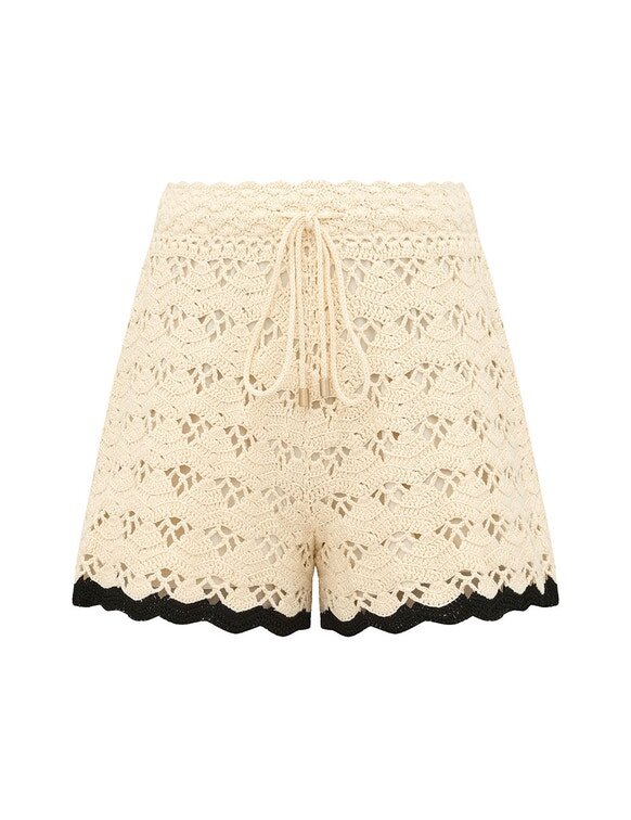Aster Crochet Shorts Creme/Schwarz Online Aster Crochet Shorts Creme/Schwarz Online