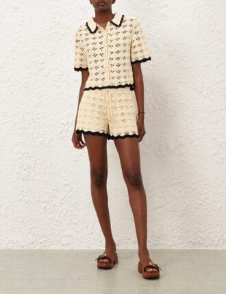 Aster Crochet Shorts Creme/Schwarz Online