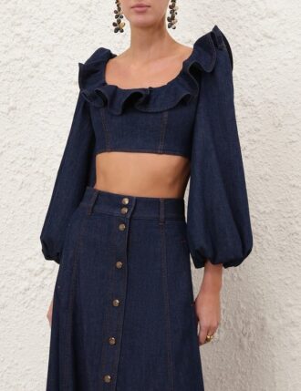 aster denim frill top in ink online 2 330x429 - Aster Denim Frill Top in Ink online