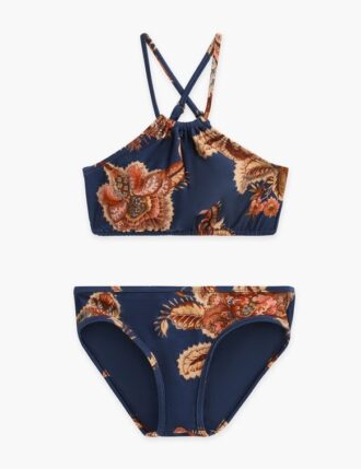 Aster Kids Cross Back Bikinis Navy Jacobean online