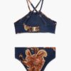 Aster Kids Cross Back Bikinis Navy Jacobean online