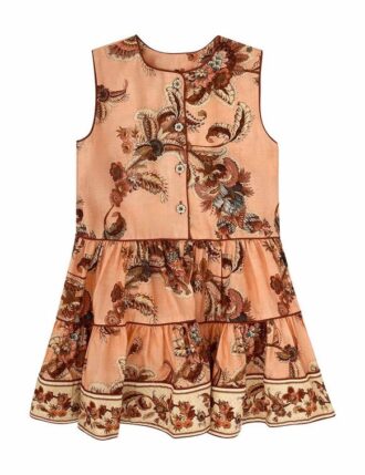 Aster Kinderkleid mit kontrastierendem Saum in Peach Jacobean online