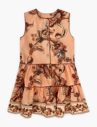 Aster Kinderkleid mit kontrastierendem Saum in Peach Jacobean online