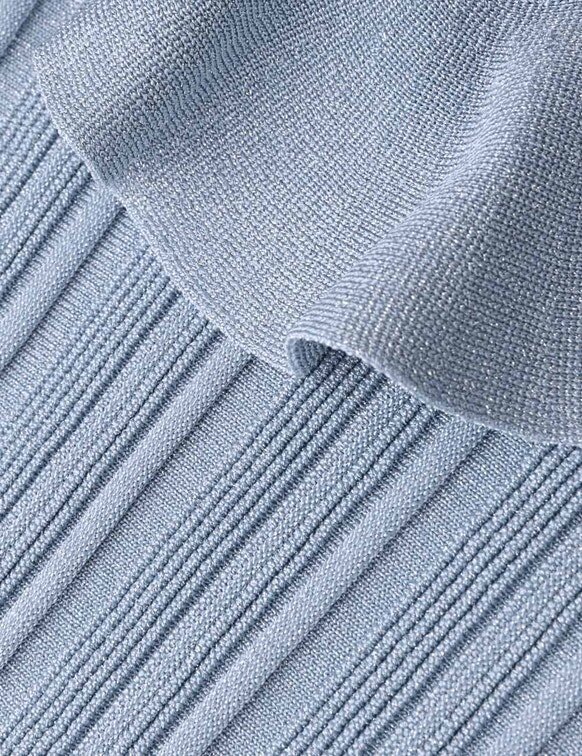 Aster Metallic-Rüschen-Oberteil in Metallic-Blau online Aster Metallic-Rüschen-Oberteil in Metallic-Blau online