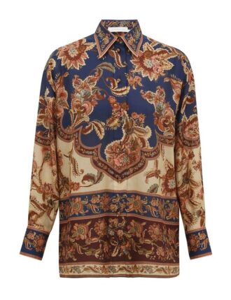 Aster Relaxed Shirt Navy Jacobean Online