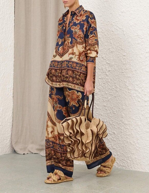 Aster Relaxed Shirt Navy Jacobean Online Aster Relaxed Shirt Navy Jacobean Online