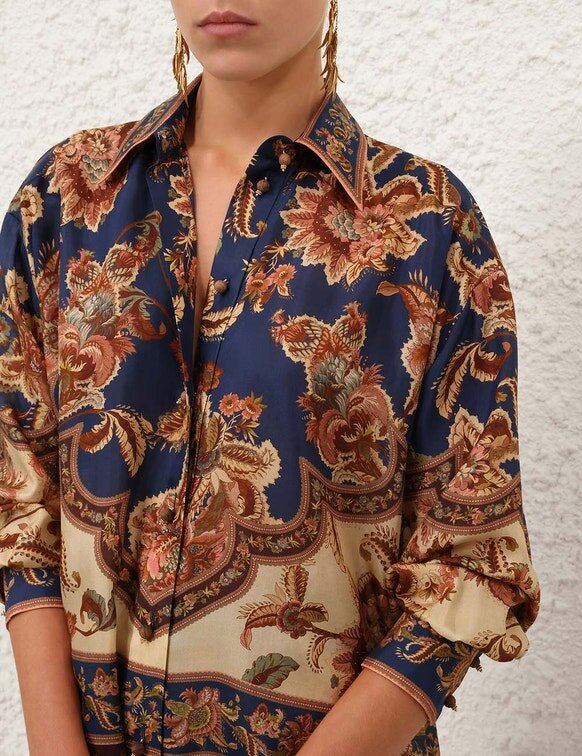 Aster Relaxed Shirt Navy Jacobean Online Aster Relaxed Shirt Navy Jacobean Online