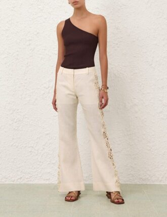 Awaken bestickte Hose in Creme online