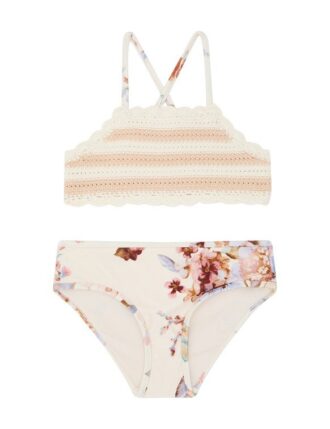 Awaken Kids Strick-Bikini in Elfenbein mit Blumenmuster online