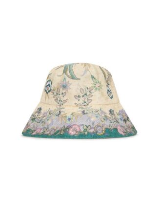 Bedruckte Bucket Mütze mit breiter Krempe in Cream Scarf Floral online