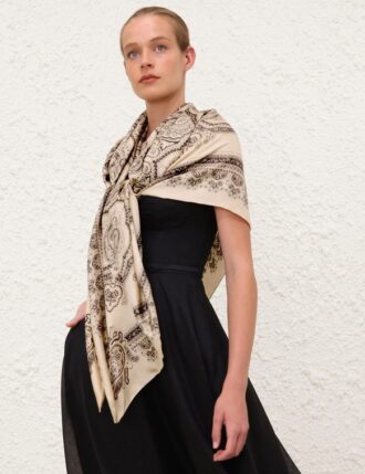 Bedrucktes Seiden-Maxi-Tuch „Cream Perla Paisley“ online Bedrucktes Seiden-Maxi-Tuch „Cream Perla Paisley“ online