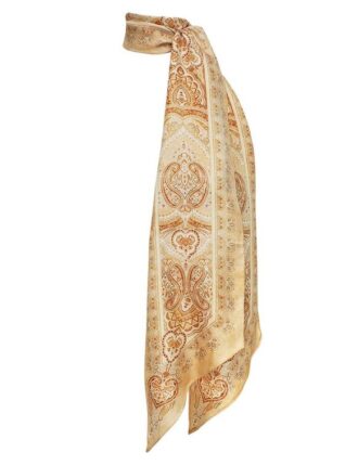 Bedrucktes Seidenhalstuch Tan Perla Paisley online
