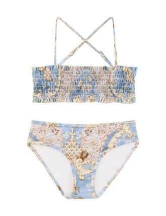 Daylight Kinder-Bikini mit Rüschen in Bandana-Blumenmuster aus Denim online