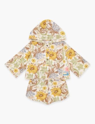 Daylight Kinder-Strandjacke mit Kapuze in Stamp Floral Cream online