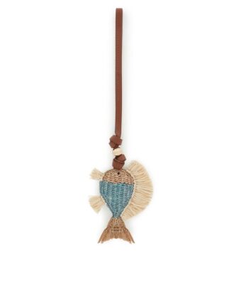 Fish Raffia Tasche mit Charm in Türkis online