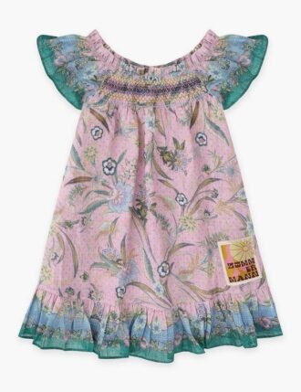 Indra Kinder-Flatter-Kleid in lila Scarf-Blumenmuster online
