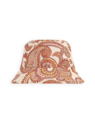 Kinder-Bucket-Mütze in Creme/Orange Paisley online