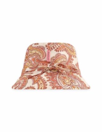 Kinder-Bucket-Mütze in Creme/Orange Paisley online