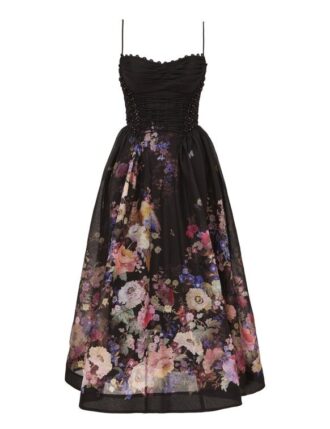 Luna Beaded Picnic Kleid Black Multi Floral Online