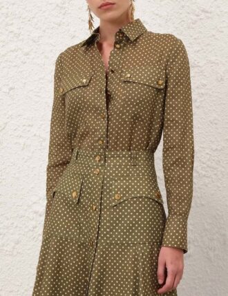 Luna Cargo-Hemd in Olive Dot online