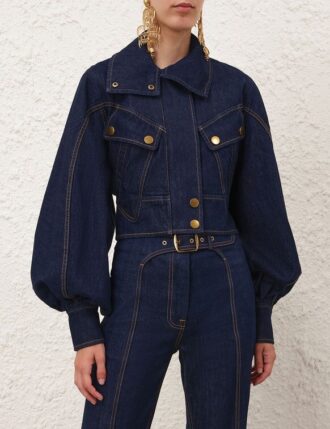 Luna Denim Utility Bomber in Harbour Blue online