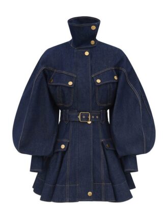 Luna Denim Utility Minikleid in Harbour Blue online