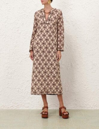 Luna Guipure Midi-Kleid in Chocolate Cream online