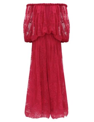 Luna Lace Billow Gown in Fuchsia online