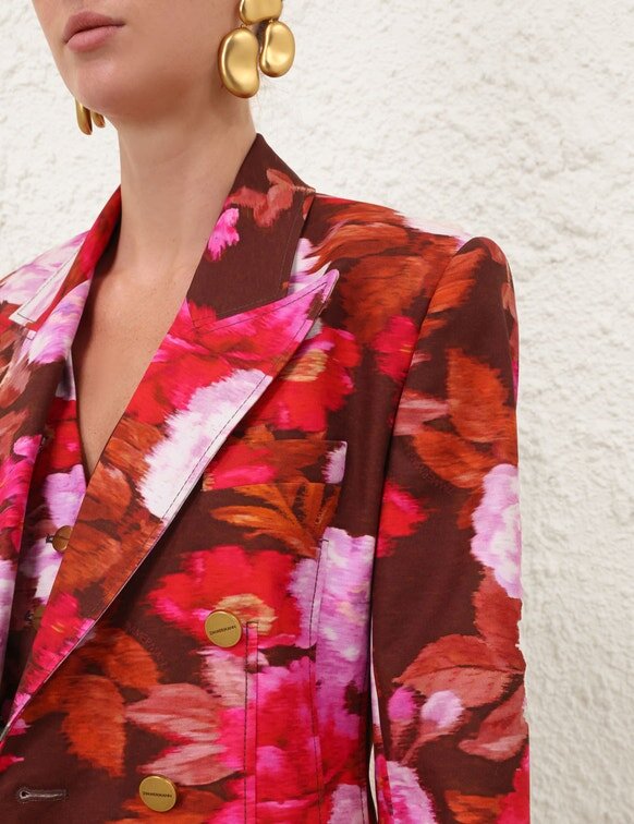 Luna Printed Drill Blazer in Chocolate Rose online Luna Printed Drill Blazer in Chocolate Rose online