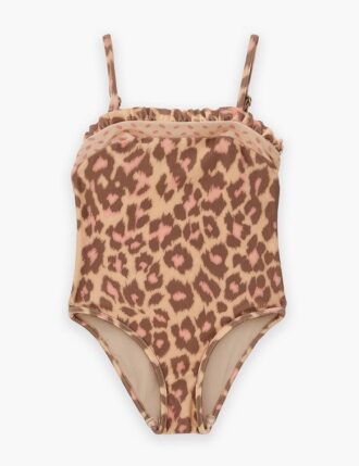 Patience Kinder-Bandeau-Badeanzug in Tan Leopard online