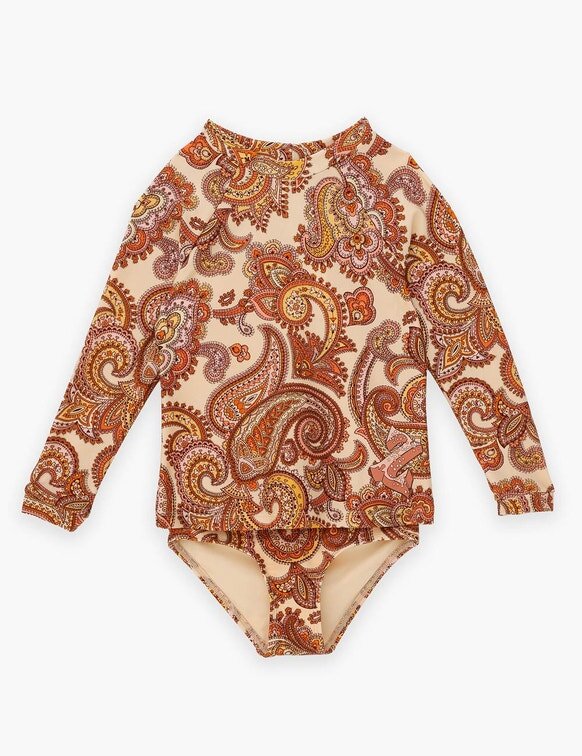 Patience Kinder-Rashguards in Creme/Orange mit Paisley-Muster online Patience Kinder-Rashguards in Creme/Orange mit Paisley-Muster online