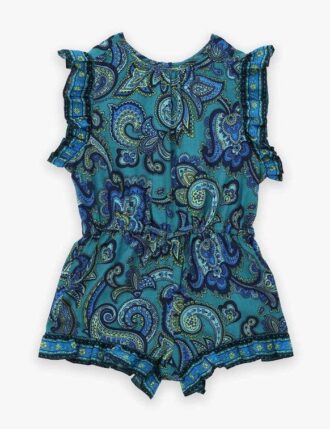 Patience Kurze Overalls mit Rüschen in Blau mit Paisley-Muster online