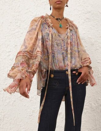 Rebellion Cordbluse mit Blumenmuster online