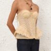 Rebellion Frayed Corset Cream Online