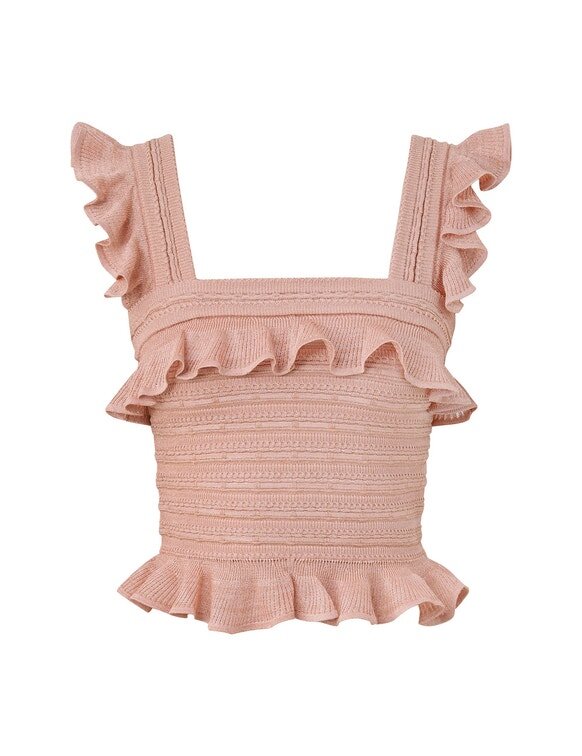 Rebellion Frill Cami in Metallic-Roségold online Rebellion Frill Cami in Metallic-Roségold online