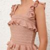 Rebellion Frill Cami in Metallic-Roségold online Rebellion Frill Cami in Metallic-Roségold online