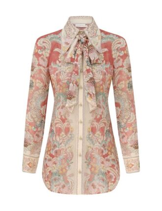 Rebellion Pussybow-Bluse in Rust Floral online