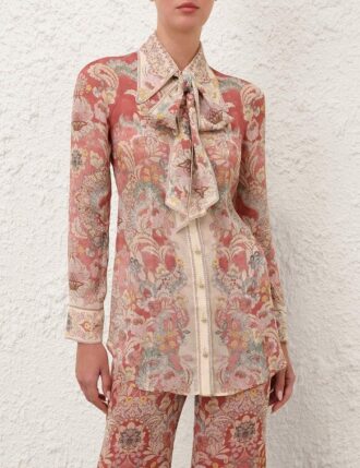 Rebellion Pussybow-Bluse in Rust Floral online