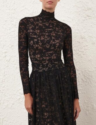 Schwarzer Bodysuit mit hohem Ausschnitt online