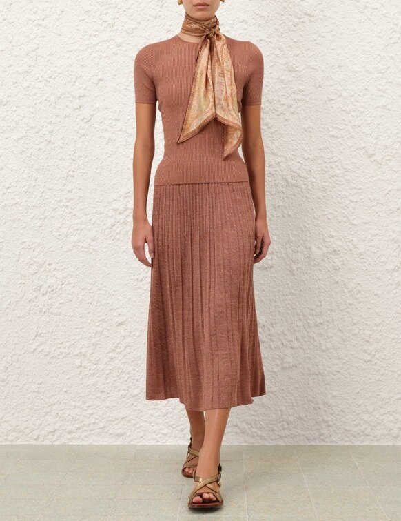Wanderlust Metallic Midi-Röck Metallic Dusty Rose online Wanderlust Metallic Midi-Röck Metallic Dusty Rose online