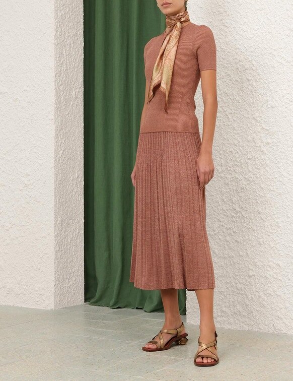 Wanderlust Metallic Midi-Röck Metallic Dusty Rose online Wanderlust Metallic Midi-Röck Metallic Dusty Rose online